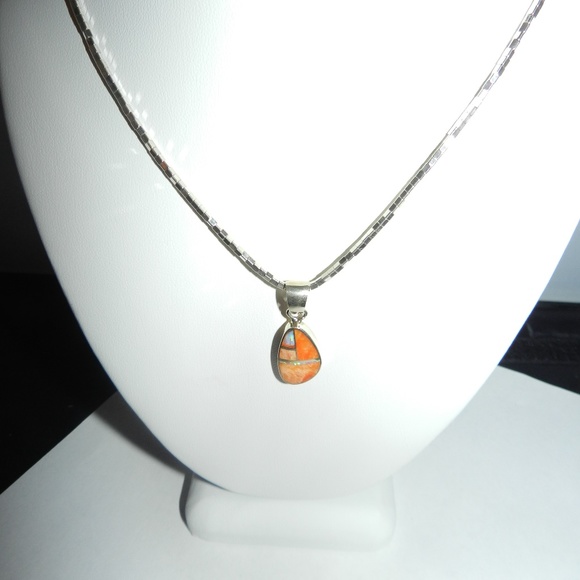 Sterling Silver Necklace with Spiny Oyster Pendant